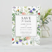 ワイルドフラワーフィールド日付の保存 招待状 (スタンド正面)