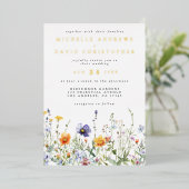 ワイルドフラワーフィールド結婚のフォイル招待状 箔招待状 (立ち正面)