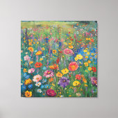 ワイルドフラワーフィールド絵画の水色 キャンバスプリント (正面)