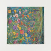 ワイルドフラワーフィールド絵画の水色 タペストリー (正面(横))