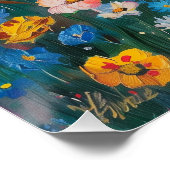 ワイルドフラワーフィールド絵画の水色 ポスター (コーナー)