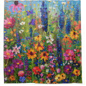 ワイルドフラワーフィールド絵画アクリル シャワーカーテン (正面)