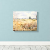 ワイルドフラワーフィールド風景油画 キャンバスプリント (インサイチュ (ウッドフロア))