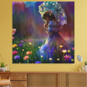 *~ワイルドフラワーフィールドAP56アンブレラガール キャンバスプリント (インサイチュ (リビング))