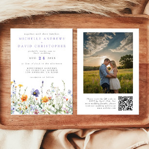 ワイルドフラワーフィールドQRコー結婚ドの写真 招待状
