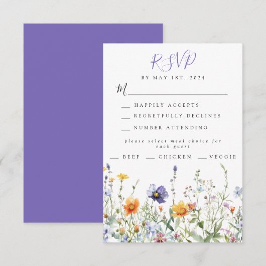 ワイルドフラワーフィー結婚ルド 出欠カード (正面/裏面)