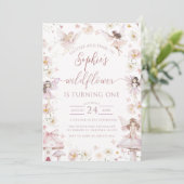 ワイルドフラワーフェアリーの1歳誕生日パーティー 招待状 (スタンド正面)