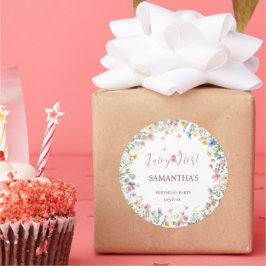 ワイルドフラワーフェアリーガーデン 1歳の誕生日パーティー ラウンドシール