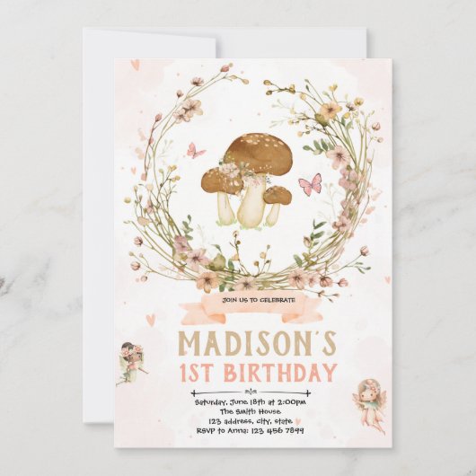 ワイルドフラワーフェアリーパーティの招待状 招待状 (正面)