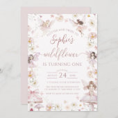 ワイルドフラワーフェアリー最初の誕生日パーティー 招待状 (正面/裏面)