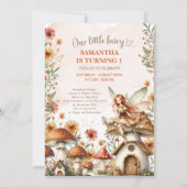 ワイルドフラワーフェアリー最初の1番目の誕生日ガーデンパーティー 招待状 (正面)