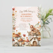 ワイルドフラワーフェアリー最初の1番目の誕生日ガーデンパーティー 招待状 (スタンド正面)