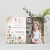 ワイルドフラワーフェアリー誕生日写真サンキューカード 招待状 (スタンド正面)