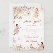 ワイルドフラワーフェアリー誕生日写真サンキューカード 招待状 (正面)