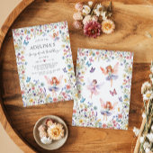 ワイルドフラワーフェアリー バタフライ 1歳の誕生日招待状 招待状