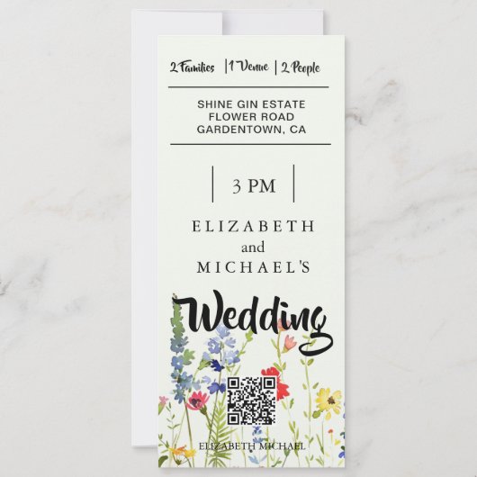 ワイルドフラワーフェスティバルテーマ結婚フローラ 招待状 (裏面)