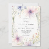 ワイルドフラワーフェテロマンチック春エレガントな結婚式 招待状 (正面)