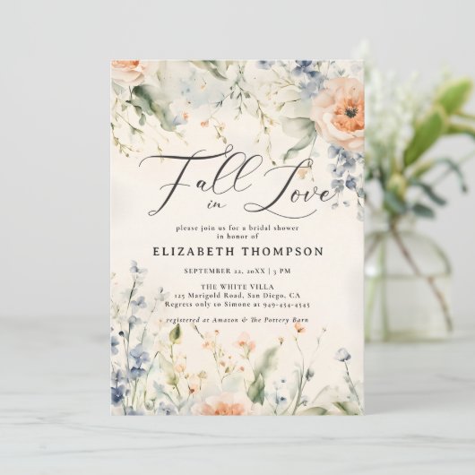 ワイルドフラワーフェテロマンティック秋ラブブライダルシャワー 招待状 (スタンド正面)