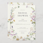ワイルドフラワーフェミニンのブライダルシャワーへの招待 招待状 (正面/裏面)