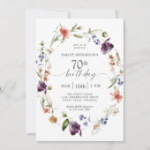 ワイルドフラワーフェミニンフローラ70th誕生日パーティー 招待状 (正面)