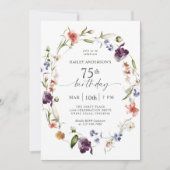 ワイルドフラワーフェミニンフローラ75th誕生日パーティー 招待状 (正面)
