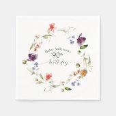 ワイルドフラワーフェミニンフローラ90th誕生日パーティー スタンダードカクテルナプキン (正面)