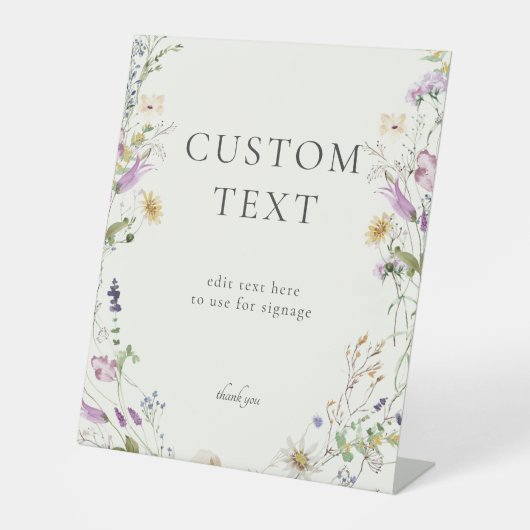 ワイルドフラワーフェミニンブライダルカスタム標識 台座サイン (正面)