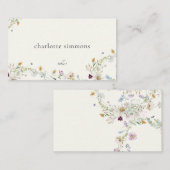 ワイルドフラワーフェミニンブライダルシャワー座席表 プレイスカード (正面/裏面)