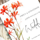 ワイルドフラワーフォトオーバーレイQRコードスクリプ結婚ト 招待状