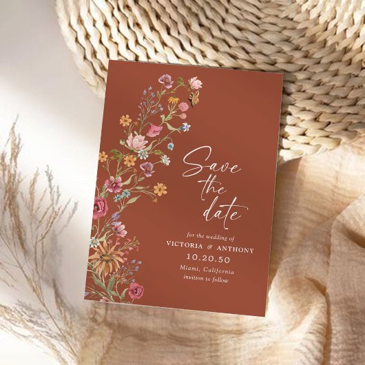 ワイルドフラワーフォトカードで日付を保存 セーブザデート