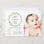 ワイルドフラワーフォトガーデン1st誕生日 招待状 (正面)