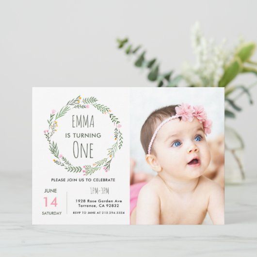 ワイルドフラワーフォトガーデン1st誕生日 招待状 (スタンド正面)