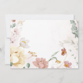 ワイルドフラワーフォトガールバプテスマ |ピンクと赤の花 招待状 (裏面)