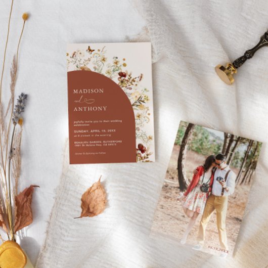 ワイルドフラワーフォトテラコッタ結婚式招待状 招待状