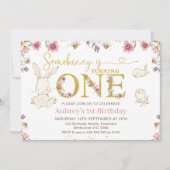 ワイルドフラワーフォトバニーの誕生日 招待状 (正面)