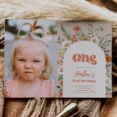 ワイルドフラワーフォトファースト誕生日招待状 招待状