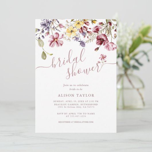 ワイルドフラワーフォトブライダルシャワーフローラ 招待状 (スタンド正面)