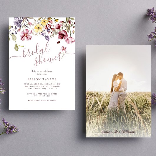 ワイルドフラワーフォトブライダルシャワーフローラ 招待状
