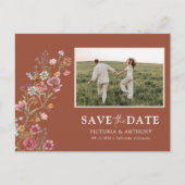 ワイルドフラワーフォトポストカードで日付を保存 ポストカード (正面)