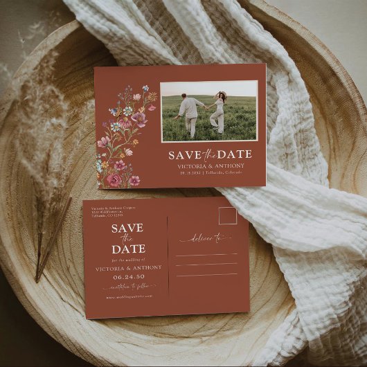 ワイルドフラワーフォトポストカードで日付を保存 ポストカード