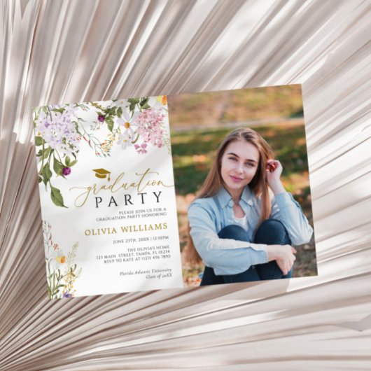 ワイルドフラワーフォト卒業パーティー 招待状