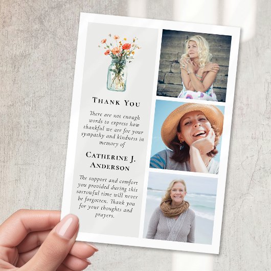 ワイルドフラワーフォト悔やみや弔慰葬儀 サンキューカード