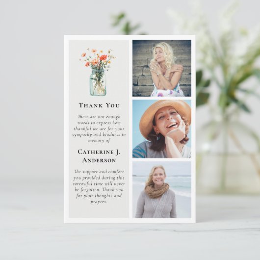 ワイルドフラワーフォト悔やみや弔慰葬儀 サンキューカード (スタンド正面)