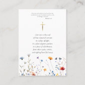 ワイルドフラワーフォト正教会の葬儀祈りの言葉カード プレイスカード (裏面)