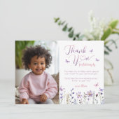 ワイルドフラワーフォト誕生日サンキューカード サンキューカード (スタンド正面)