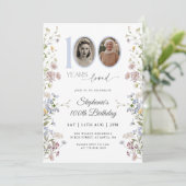 ワイルドフラワーフォト100誕生日 招待状 (スタンド正面)