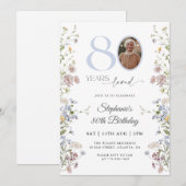 ワイルドフラワーフォト80誕生日 招待状 (正面/裏面)