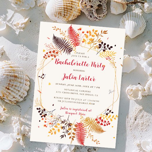 ワイルドフラワーフォレストファーンキノコバチェロレッテ 招待状