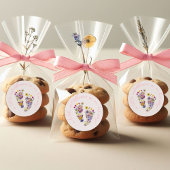 ワイルドフラワーフットプリントピンクガールベビーシャワー ラウンドシール