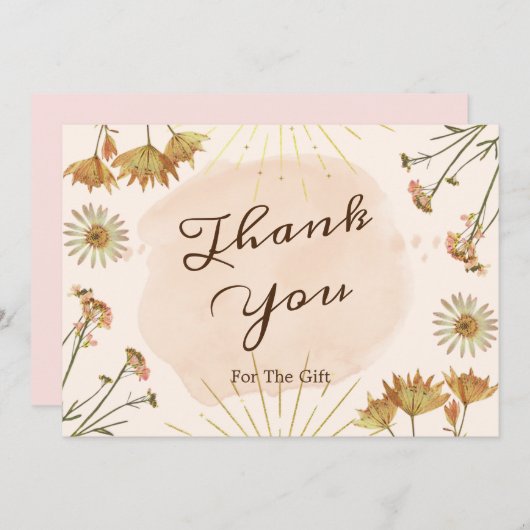 ワイルドフラワーフラットギフトカードをありがとう サンキューカード (正面/裏面)